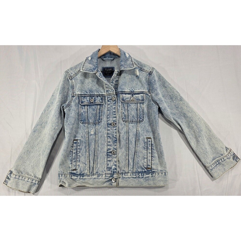 Abercrombie & Fitch Oversized Denim Trucker Jacket Women's S Distressed